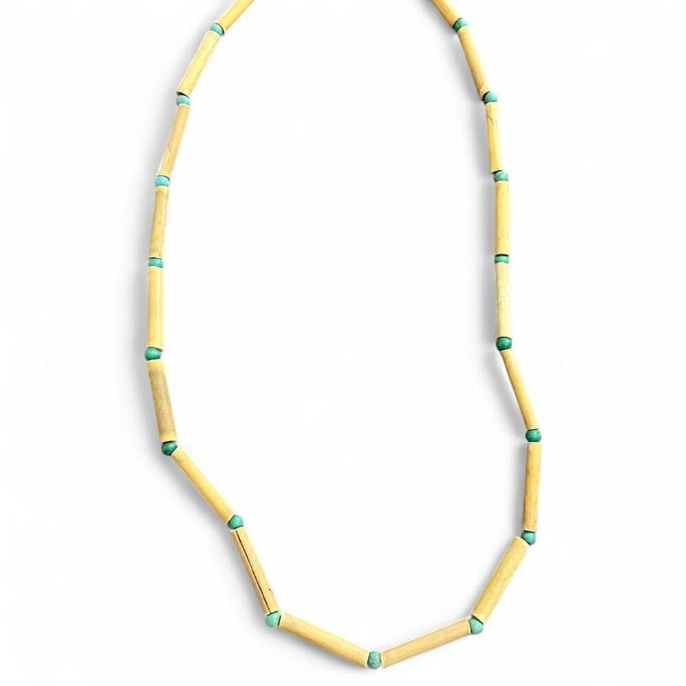 Handmade wooden beads with turquoise